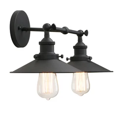 Permo Vintage industriële 2-lichts wandlamp 8,7 inch uitlopende schanslicht, midden-eeuwse wandlampen voor slaapkamer, woonkamer