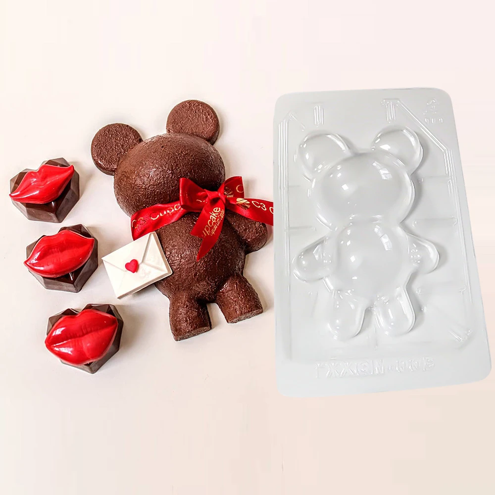 3 Part Large Baby Bear Breakable Chocolate Mold Plastic DIY Creative Cream Mousse Mould Cake Decorating Tools Baking Accessories