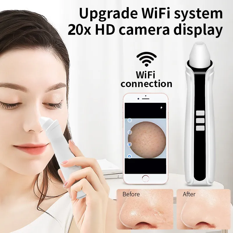 1 pçs sem fio wi fi microscópio câmera rosto cravo sucção a vácuo poros limpador de acne removedor ponto cravo noir extrator