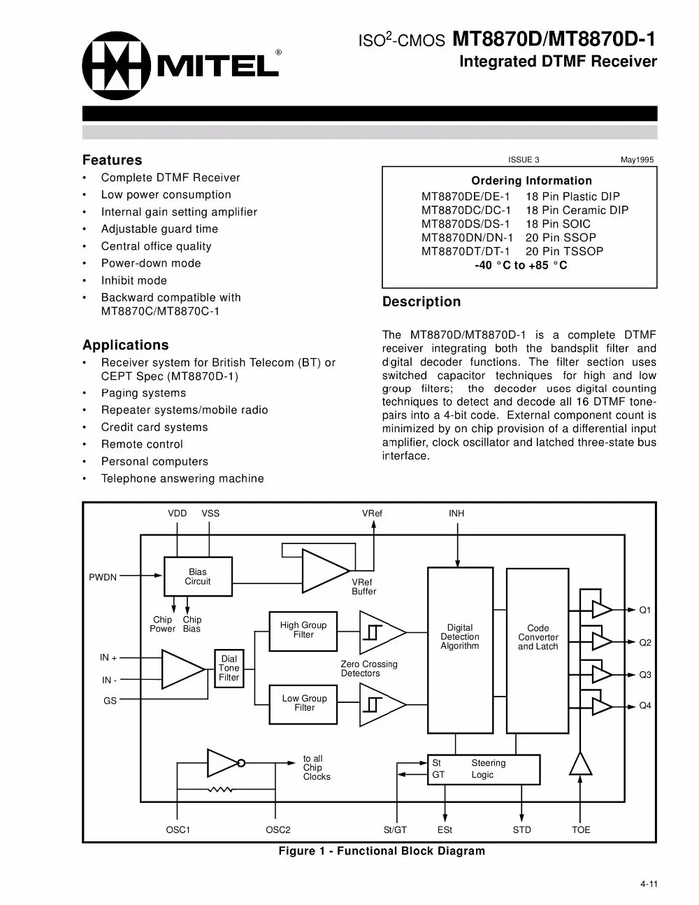 TZT 1/3 Stück Großhandel MT8870 DTMF Sprachdekodierungsmodul Telefonmodul – Detail 1