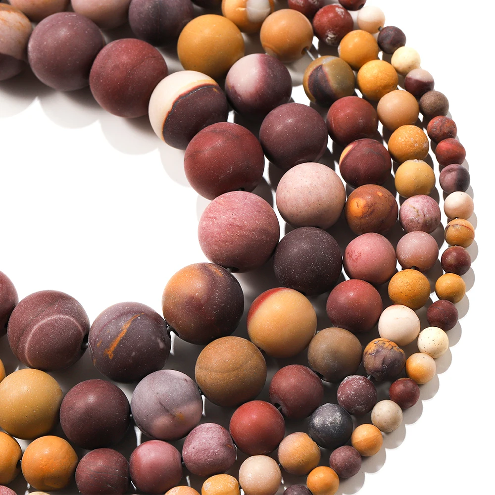 Perles Rondes en Pierre Naturelle Mookaite, 1 Brin, 256 Rouges et Jaunes, DhydrPolish, pour Bijoux de Direction, 4, 6, 8, 10, 12mm