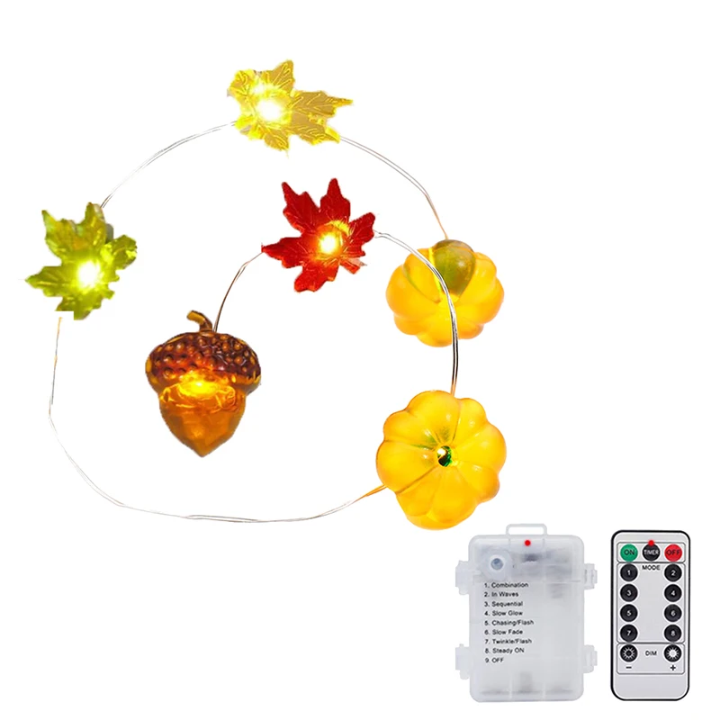 1 Set Of Halloween String Light 20-LED 3D Pumpkin String Lamp Maple Leaf String Light Multicolor Festival Party Home Decoration