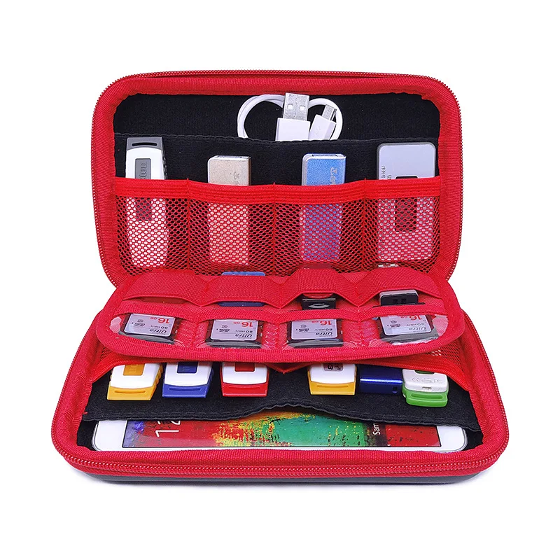 GHKJOK Carry external hard drive Case Organiser Small, Multiple USB Sticks, Memory Cards, Cables & Smart Mobile Phone Cables