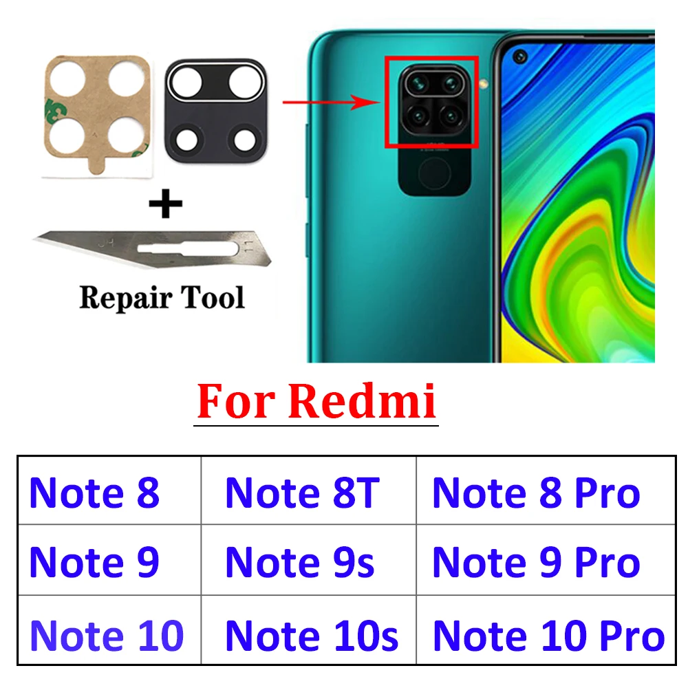 2Pcs/Lot Rear Back Camera Glass Lens For Redmi Note 9S 9 10 8 Pro 9 9A 9C 10s 5G Camera Lens For Xiaomi Mi Note 10 Lite 10T Pro