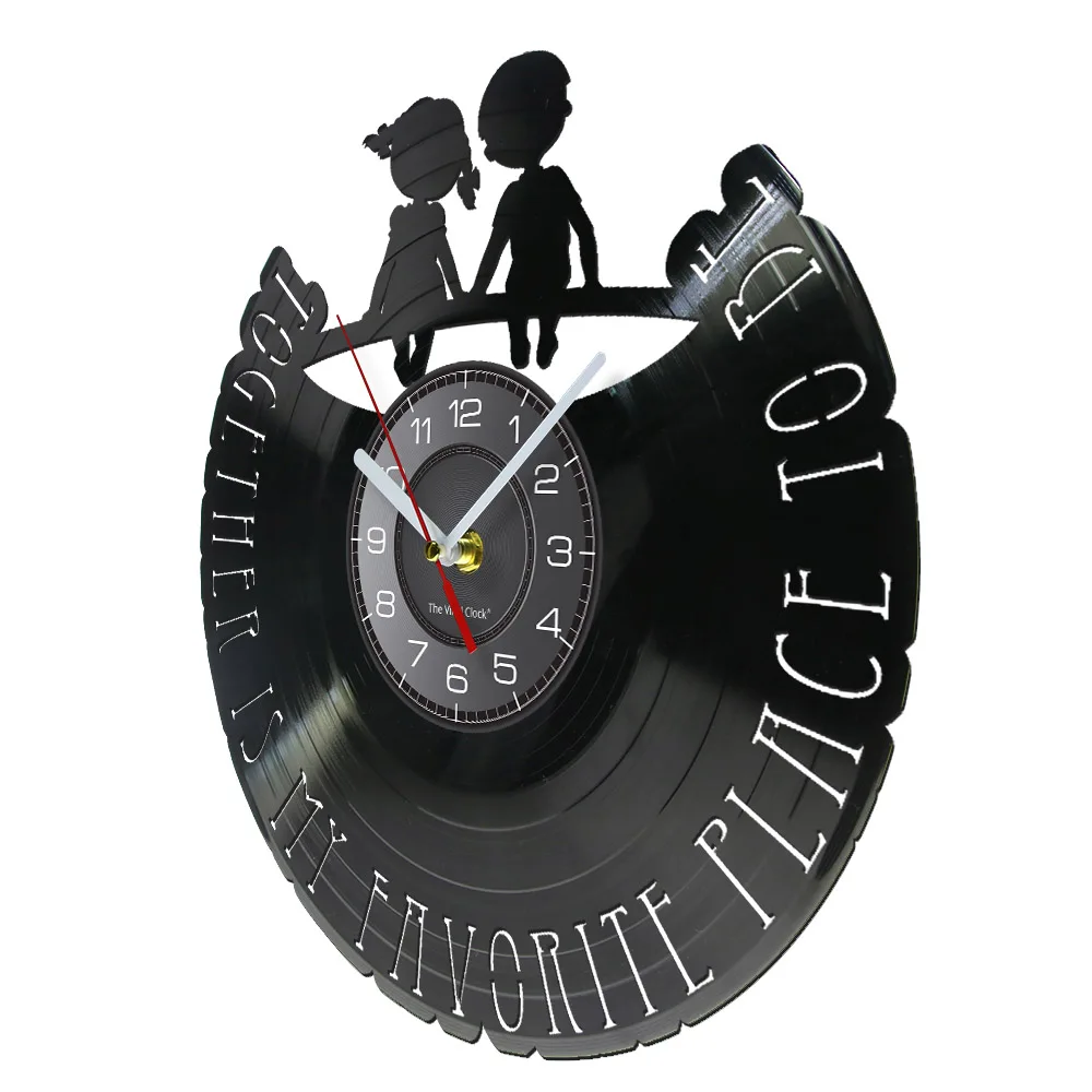 Together Is My Favourite Place To Be Home Quote Wall Clock Warm Couple Room Decoration Vinyl Record Disk Craft Housewarming Gift
