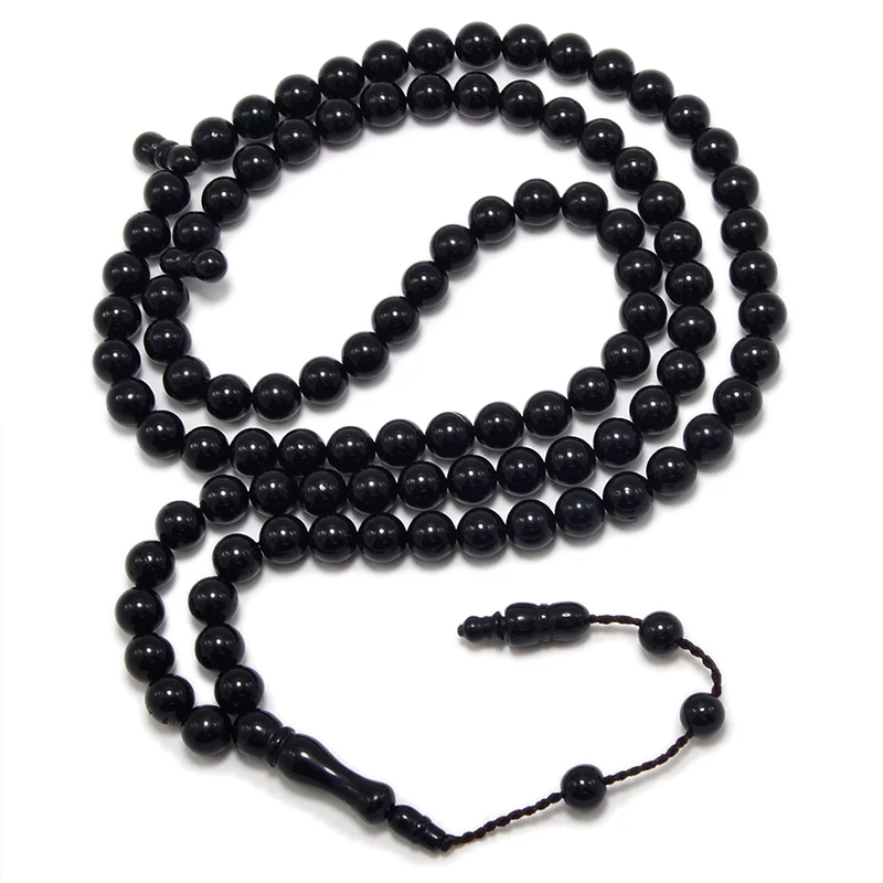 MSL-105 Islam High Quality Muslim Rosary Beads 99 Prayer Beads Natural Palm Fruit Kuka Tasbih Charm Bracelet 6-9mm Dyed black