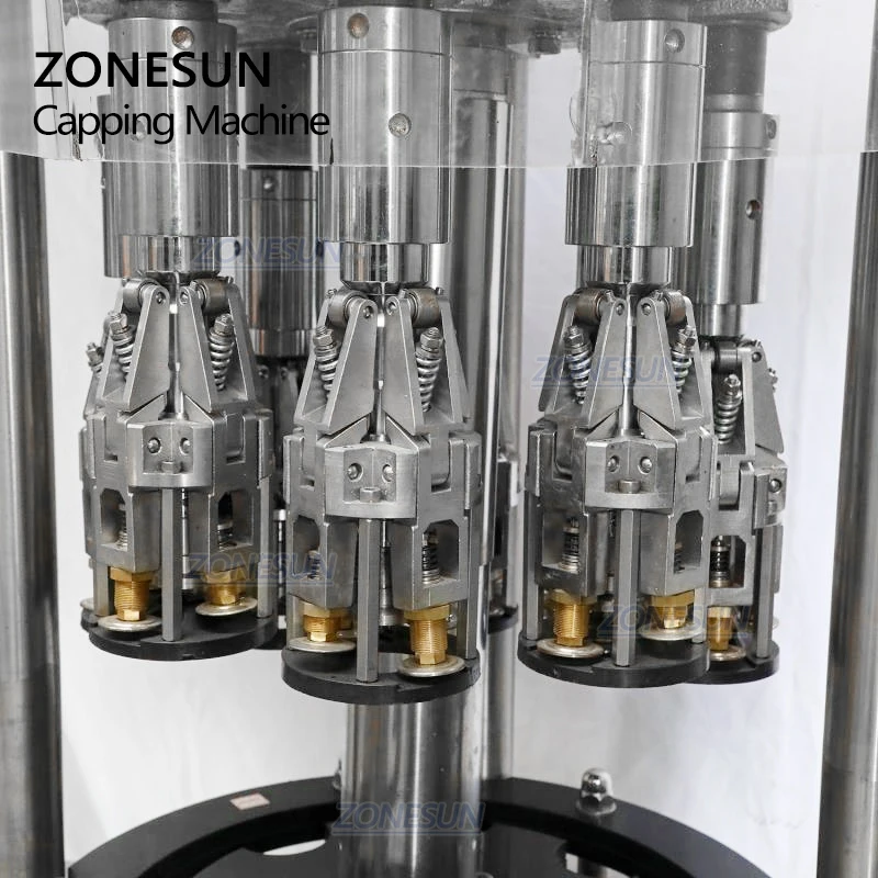 ZONESUN ZS-XG440C Automatic Ropp Aluminum Cap Pilfer Proof Lid Capping Crimping Machine for Beverage Soybean Wine Bottle