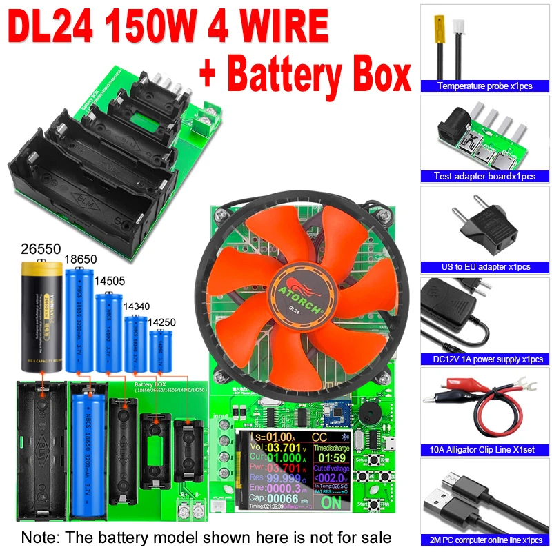 DL24 4-WIRE Tester pojemności akumulatora Elektroniczny tester mocy obciążenia Miernik rozładowania 150W 200V 25A