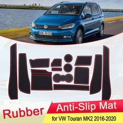 for VW Volkswagen Touran MK2 2016 2017 2018 2019 2020 Rubber Anti-slip Mat Door Groove Cup pad Gate slot Coaster Car Accessories