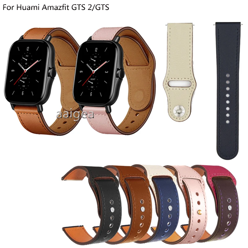 

Ремешок из натуральной кожи для Huami Amazfit GTS 2e GTS2 mini GTS3, сменный Браслет для Huami Bip Lite S U/GTR 42 мм, 20 мм 22 мм