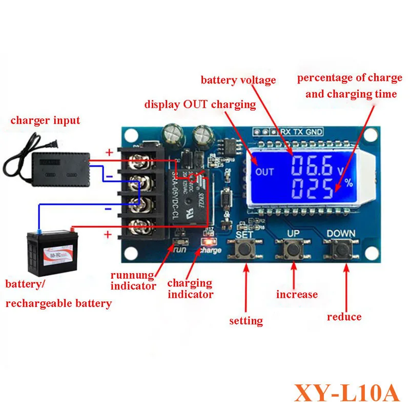 Модуль управления зарядом литиевой батареи, 6-60 в, 10 А, 30 А