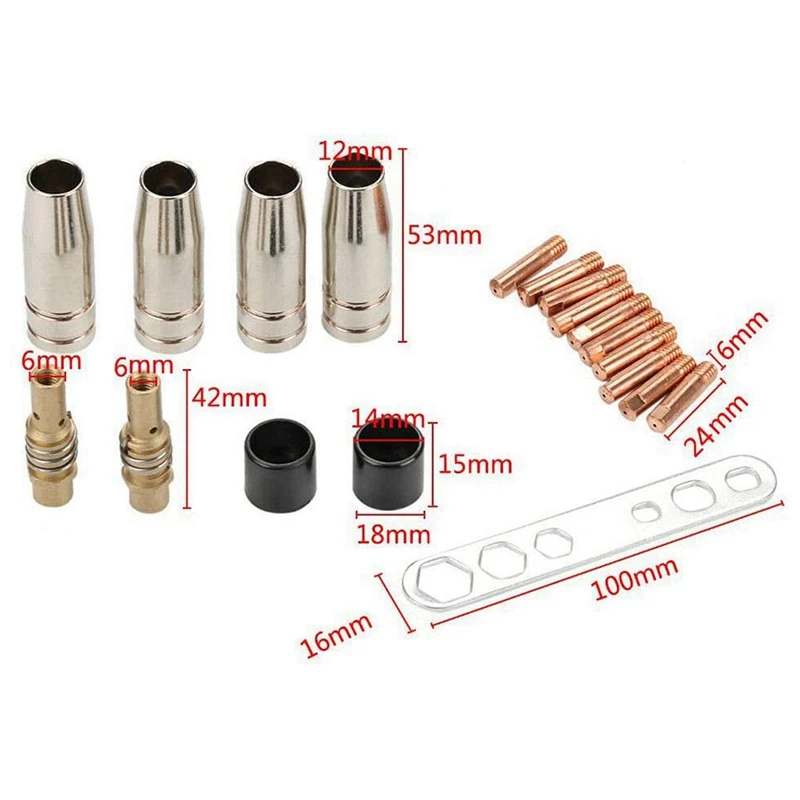 20Pcs Nozzles Contact Tips Holders Mig Welder Consumable Accessory for 15Ak Mb15 Mig  Co2 Welding Torch