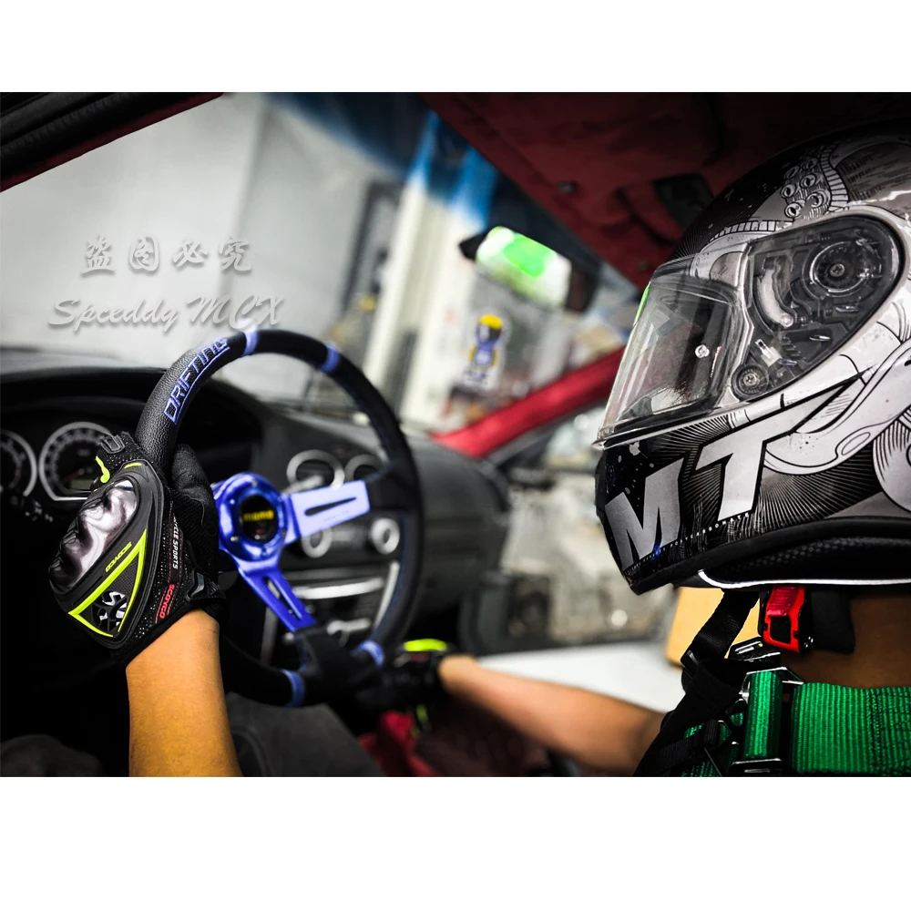 Spceddy MCX Universal 14 inch (350mm) Drifting Racing Steering Wheel PVC Leather Sport Steering Wheel Red Spoke Mo20S02191-25