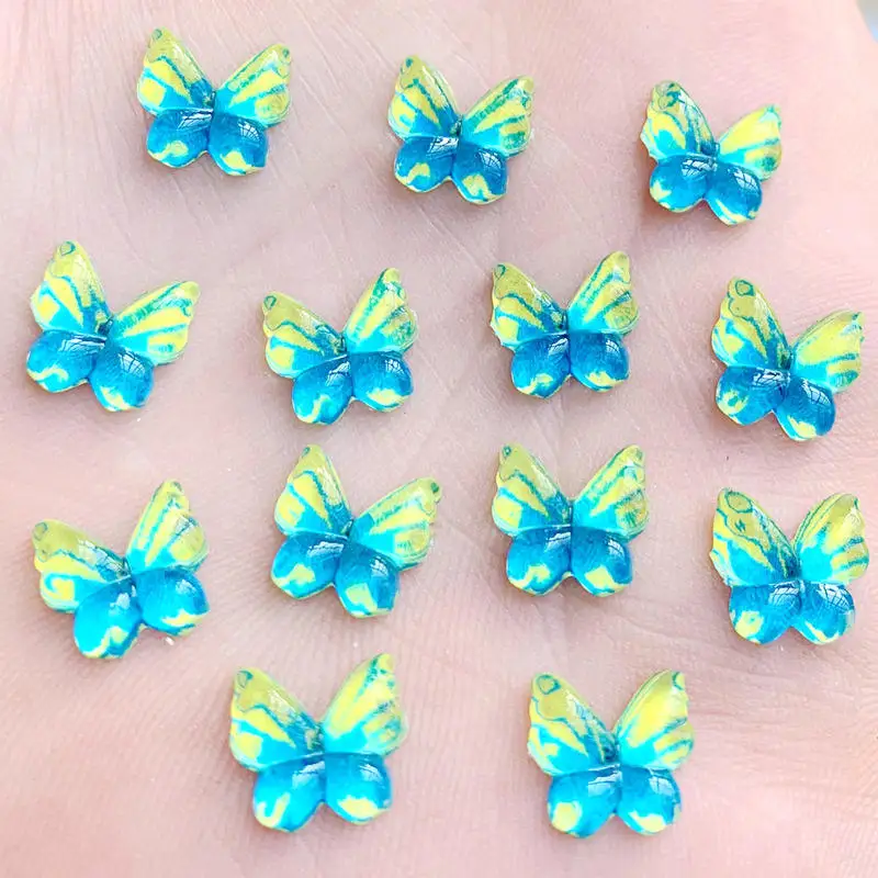 40pcs 10mm Acrylic Colorful Butterfly Flat back Rhinestone crystal appliques DIY Wedding Accessories craft