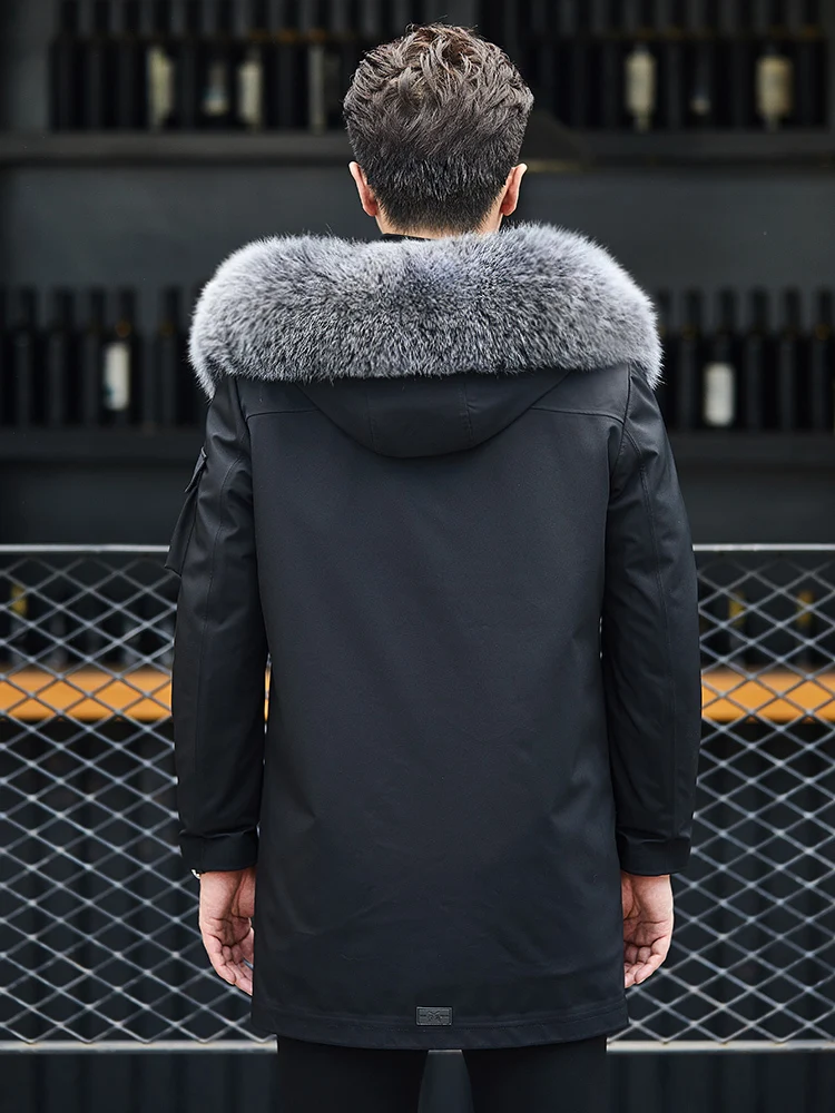 

Real Rabbit Fur Liner Parka Coat Men Clothes Winter Natural Fox Fur Hooded Jacket 2019 Korean Streetwear Jackets 110636