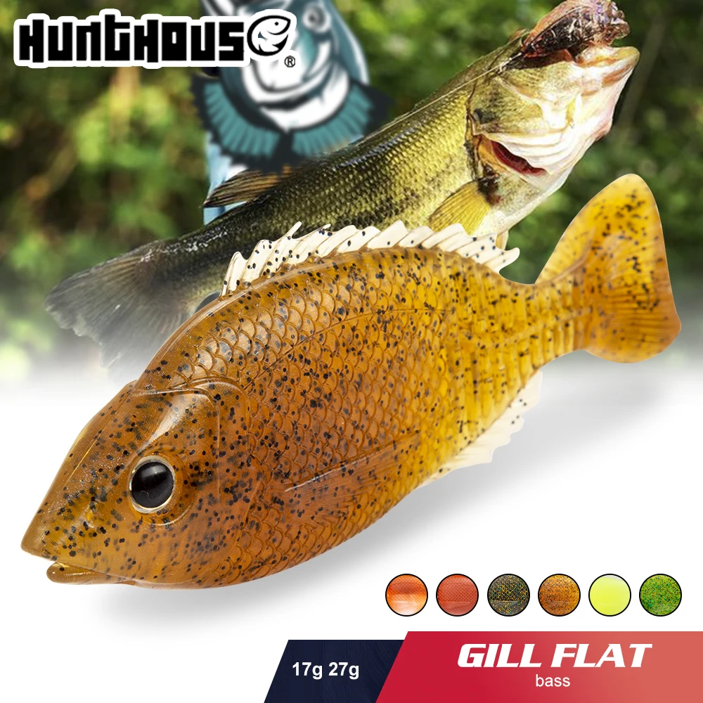 Hunthouse Fishing Shinner Soft Lure GILL FLAT 10mm/17g 120mm/27g 2pcs Bionic Silicone Artificial Crankbait Swimbait For Bass