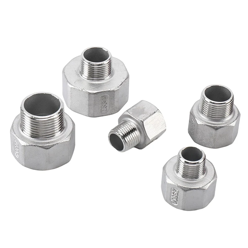 304 Roestvrij Staal Hexagon Reducer Directe Adapter Buitendraad Binnendraad Waterleiding Joint DN15 DN20 DN25 DN32 DN40 DN50 DN60