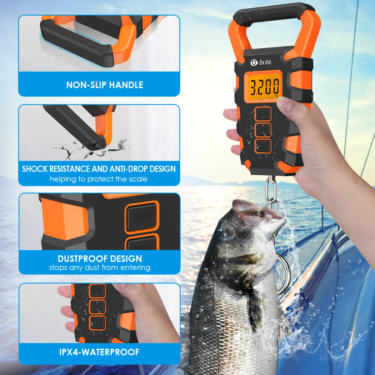 Balança De Pesca Digital com Régua, Portátil Viagem Bagagem Pesando Escala, Cozinha Comida, 50kg