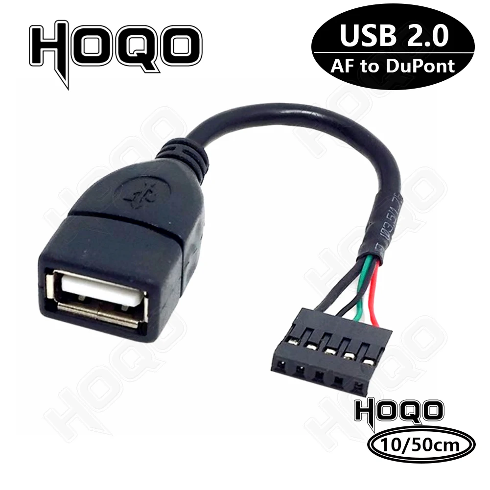 

USB 2.0 A Female to internal 5Pin Female Motherboard Cable USB Connector bulit-in PCB Shielding 5-pin DuPont 2.54 Cable 0.1m