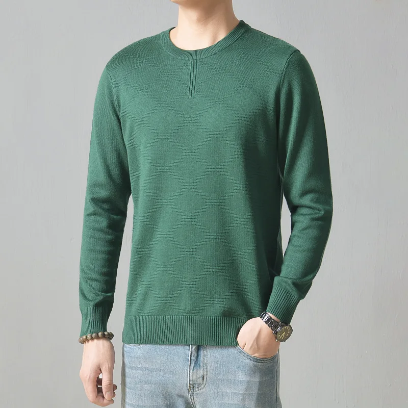 Maglione classico autunno inverno per uomo stile coreano Streetwear semplice All-Match confortevole vestibilità calda top in maglia di cotone di alta qualità