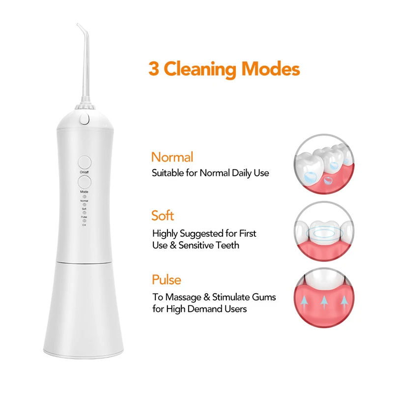 Irygator doustny s dorośli elektryczny irygator do jamy ustnej irygator doustny przenośny Flosser irygator wodny USB akumulator 230ML zbiornik na wodę wodoodporne czyste zęby