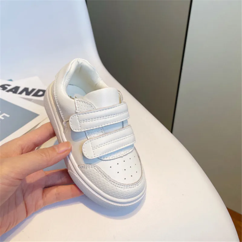 2024 New Spring Children Shoes Genuine Leather White Kids Tennis Breathable Fashion Outdoor Boys Girls Sneakers Size 26-37