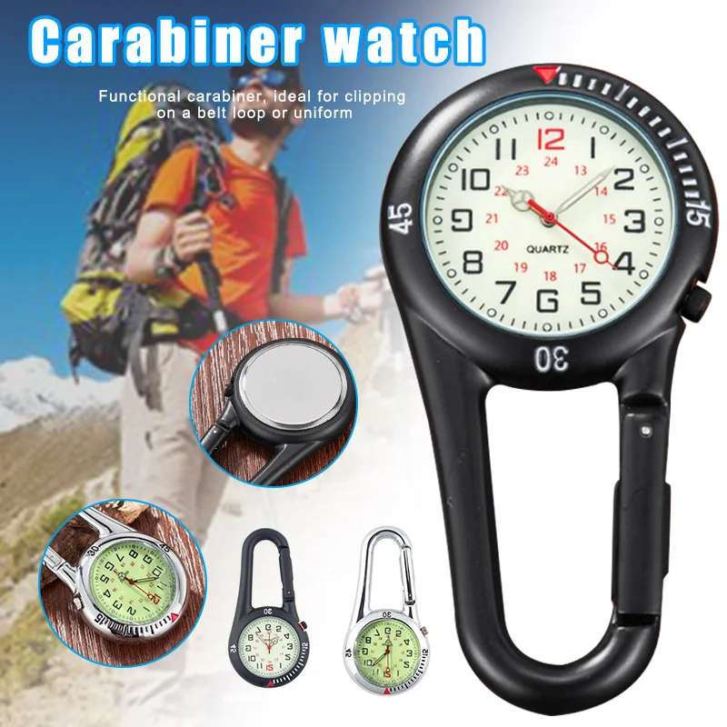 Clip On Carabiner FOB Watch Clock For Hiking Mountaineering Outdoor Backpack Camping Tools мультитул Survival Multi Equipment