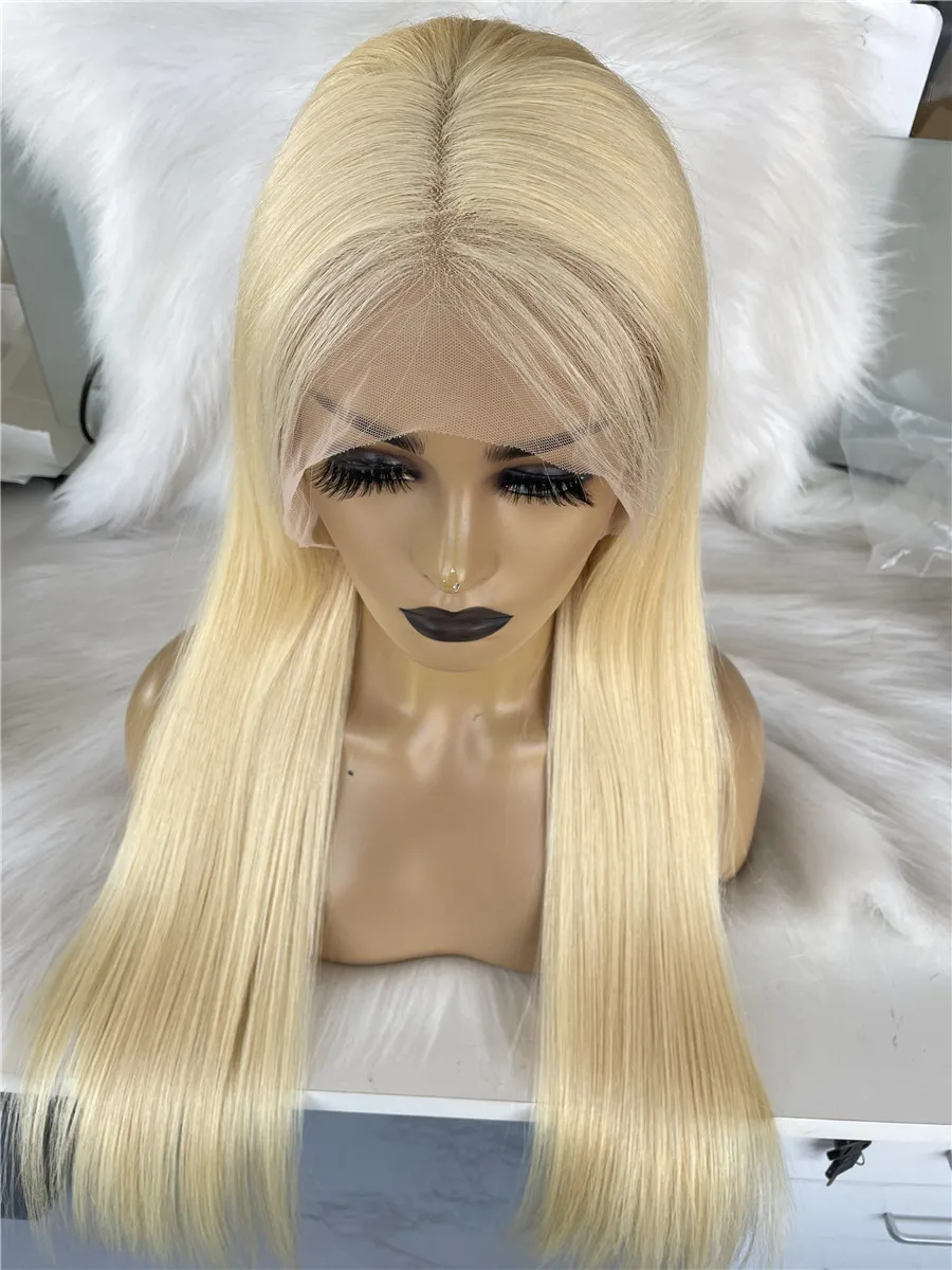 QueenKing Brazilian Human Hair Blonde Lace Front 13x6  Blonde 613 Silky Straight Remy Wigs For Women Free Overnight Shipping