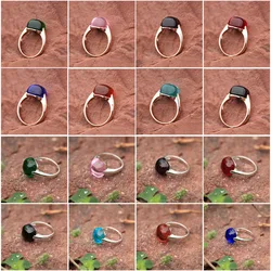 Women's Rare Earth Glass Ring Multi Color Large Stone Classic Fashion Jewelry Ornament Handpiece