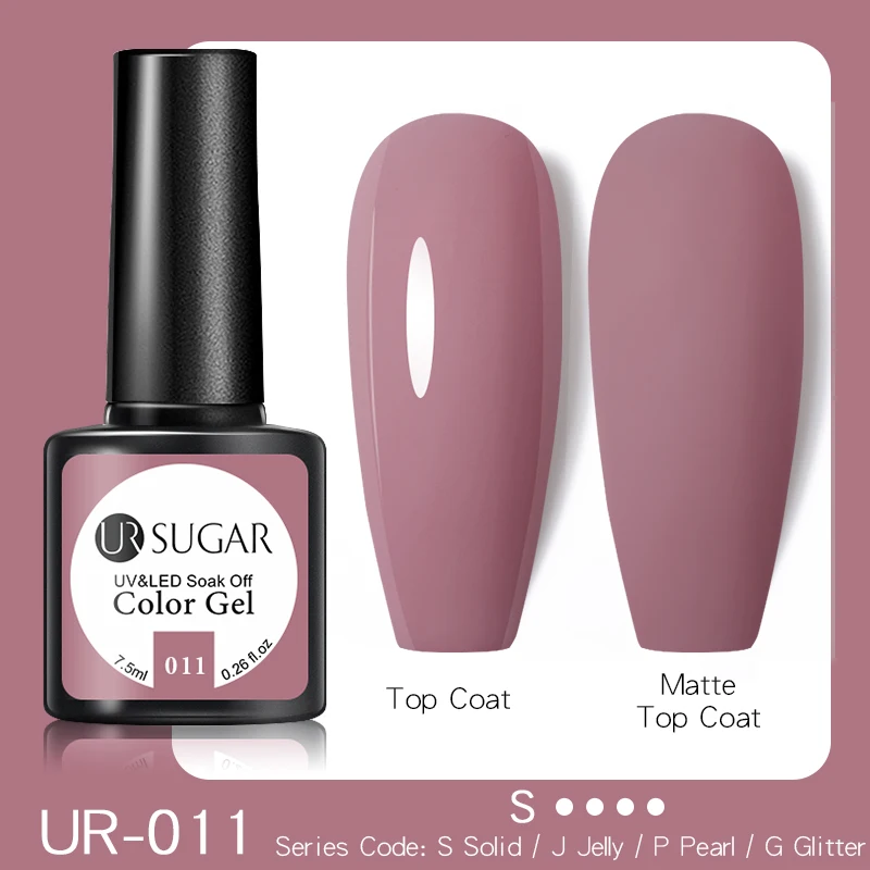 UR SUGAR Gel Nail Polish 7.5ml Nude Pink Semi Permanent UV Gel Varnish Soak Off Glitter Sequins Nail Art Gel Need Base Top Coat