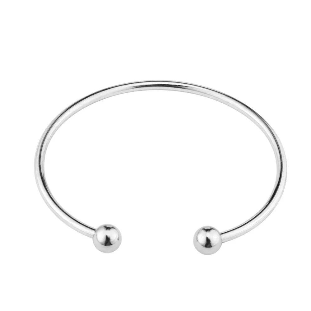 SOMMAR Fashion Gold/stainless_steel color charms bangle for female C-shaped open steel ball Wedding Bracelet Wholesale