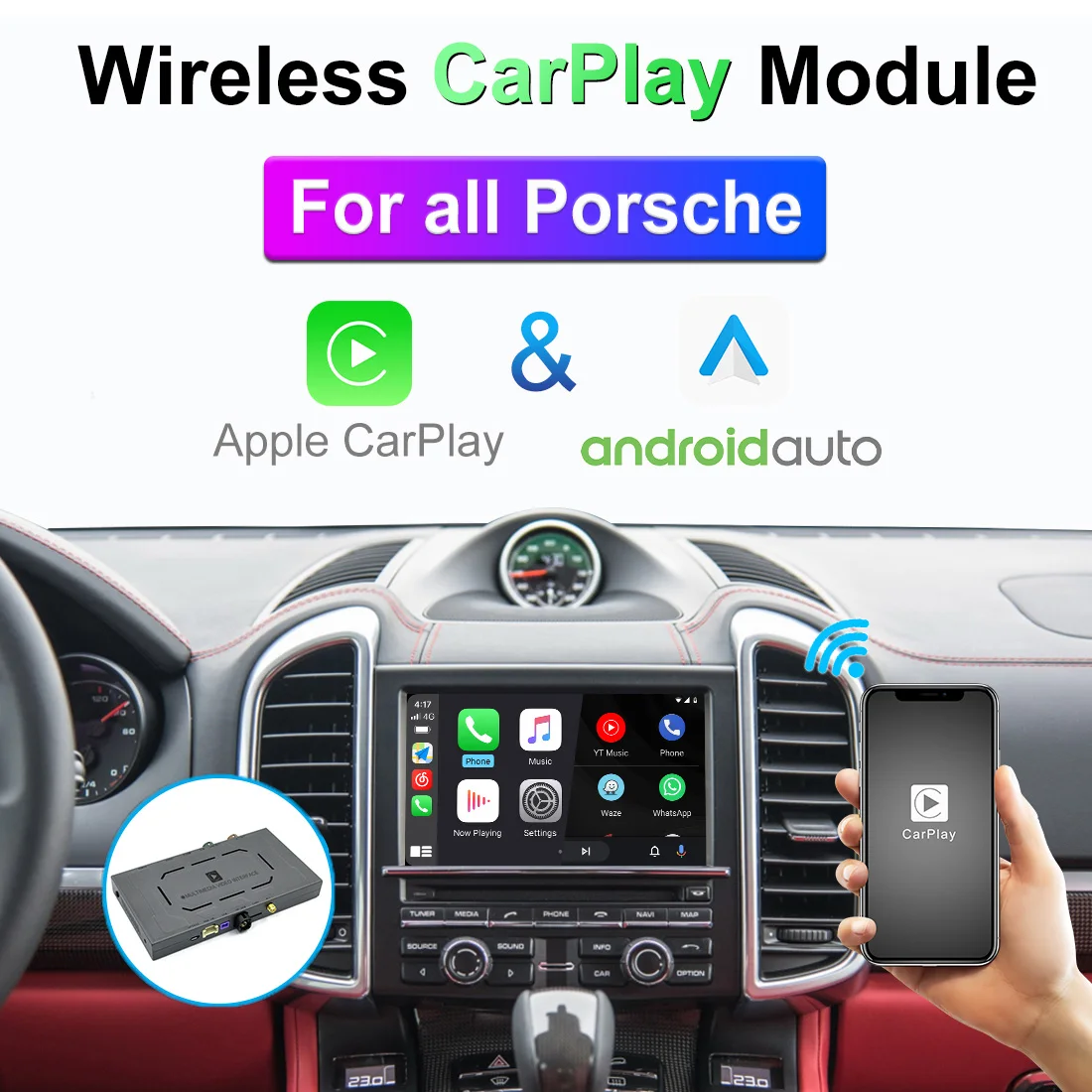 Wireless Carplay and Android Auto Module Interface For Porsche 911 Bosxter Cayman Macan Cayenne Panamera PCM3.1 CDR3.1 PCM4.0