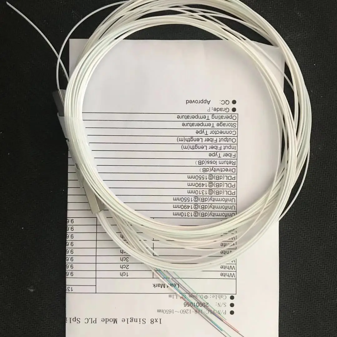 10pcs/lot 1x2 1x4 1x8 1x16 fiber optic PLC splitter without connector cable 0.9mmMini Blockless 2,4 Ports PLC Splitter