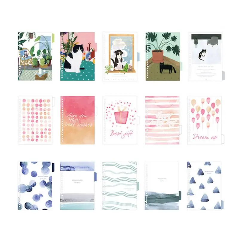 1Set Fresh Clear Style Diary Paper Planner Binders A5 A6 Loose Leaf Notebook Divider Index Separator School Students Supplies