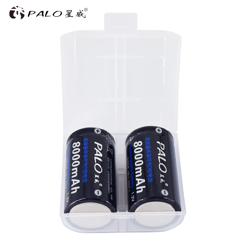 Palo 1.2V 8000mAh NiMh D Size Rechargeable Bateries R20 with USB Quick Recharger Smart LCD Display AA AAA CD Batteria Charger
