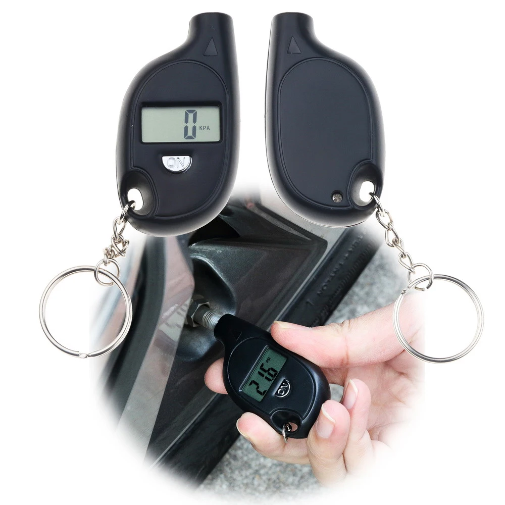Portable Digital Tire Pressure Gauge Keychain Car Motorcycle Air Pressure Gauge