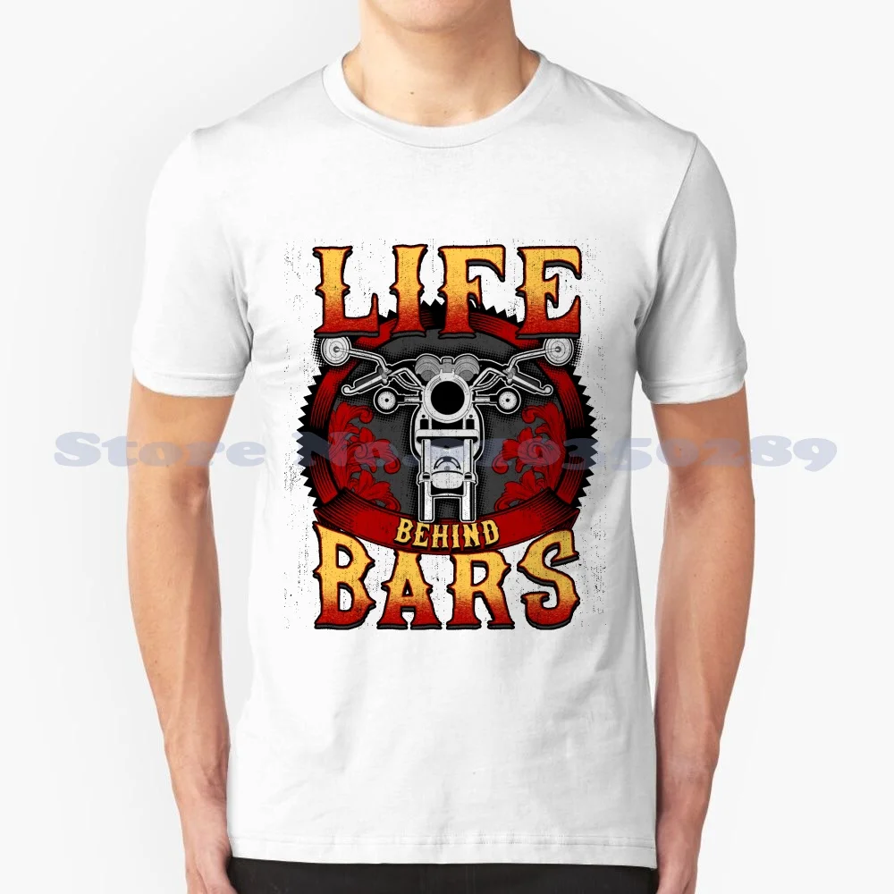 Life Behind Bars Biker 100% Cotton T-Shirt Biker Motorbike Motorcycle Gang Cool Retro Hobby Old Skool Graphic Colour Club