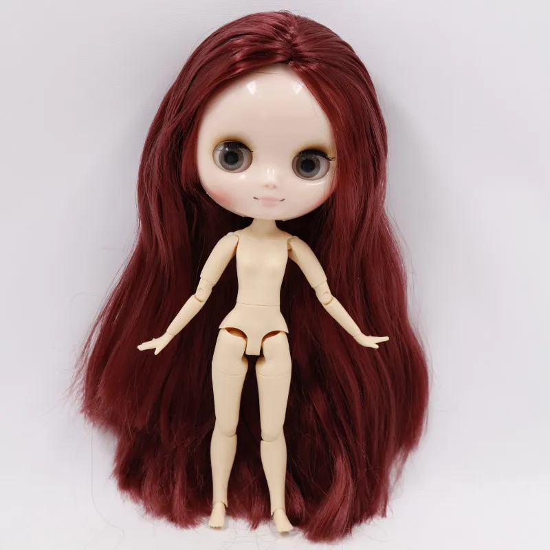 Middie blyth nude doll 20cm joint body glossy face and matte face with makeup gray eyes soft hair DIY toys gift with gestures