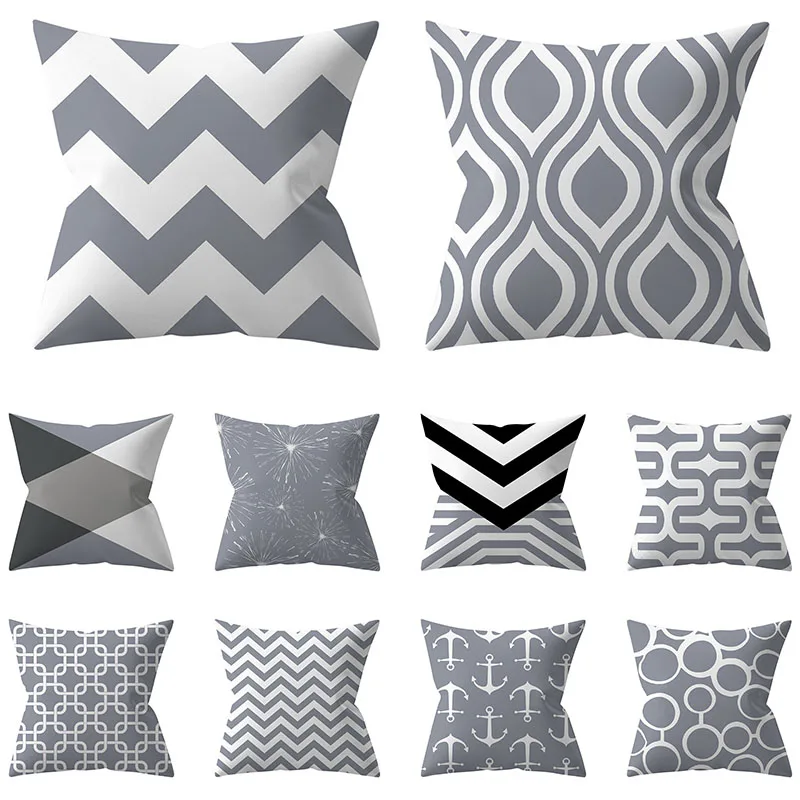 

Cushion Cover 45x45 Decorative Pillowcase Grey Geometry Throw Pillows Polyester Sofa Cushions Nordic Home Decor Pillow cases