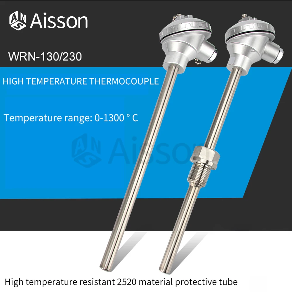 1300℃ K-Type Temperature Sensor WRN-130 230 Probe Transmitter Armored Stainless Steel Explosion-Proof Platinum RTD Thermocouple