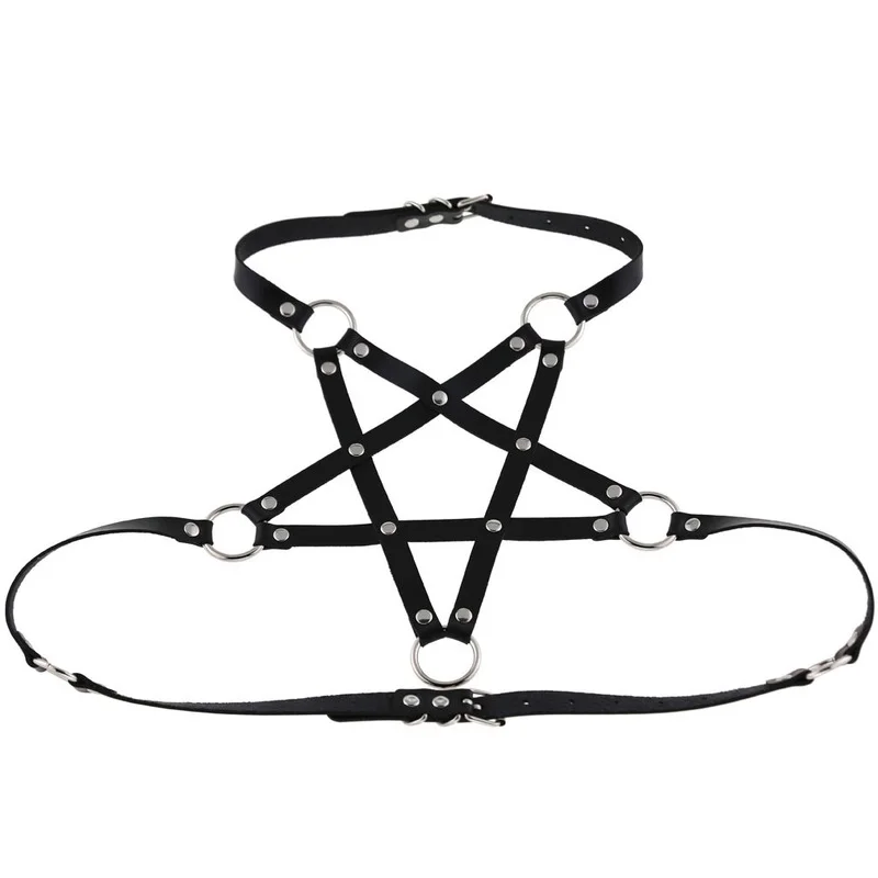 Sexy Harajaku Anime Statement Leather Body Harness Necklace for Women Men Gothic Body Bra Summer Boho Party Jewelry Gift