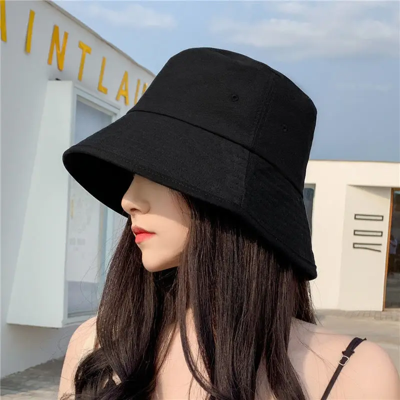 

Fishing Hat for Women In Spring and Summer Bucket Hat for Men Designer Bucket Hat Soild Color Black and Beige V088