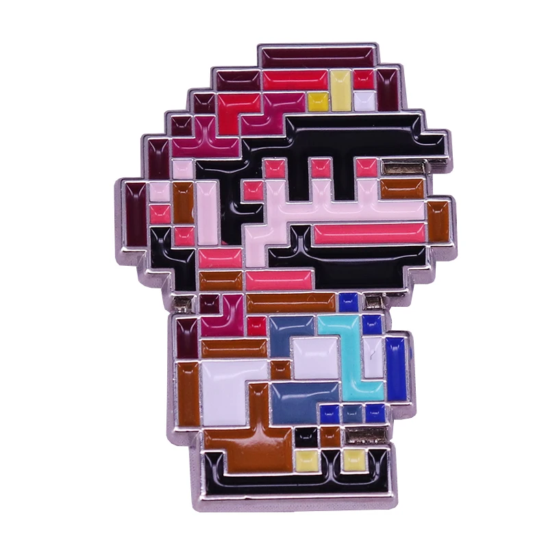 Pixel Enamel pin 80s classic video game Mosaic Character badge gamer's nostalgia accessory