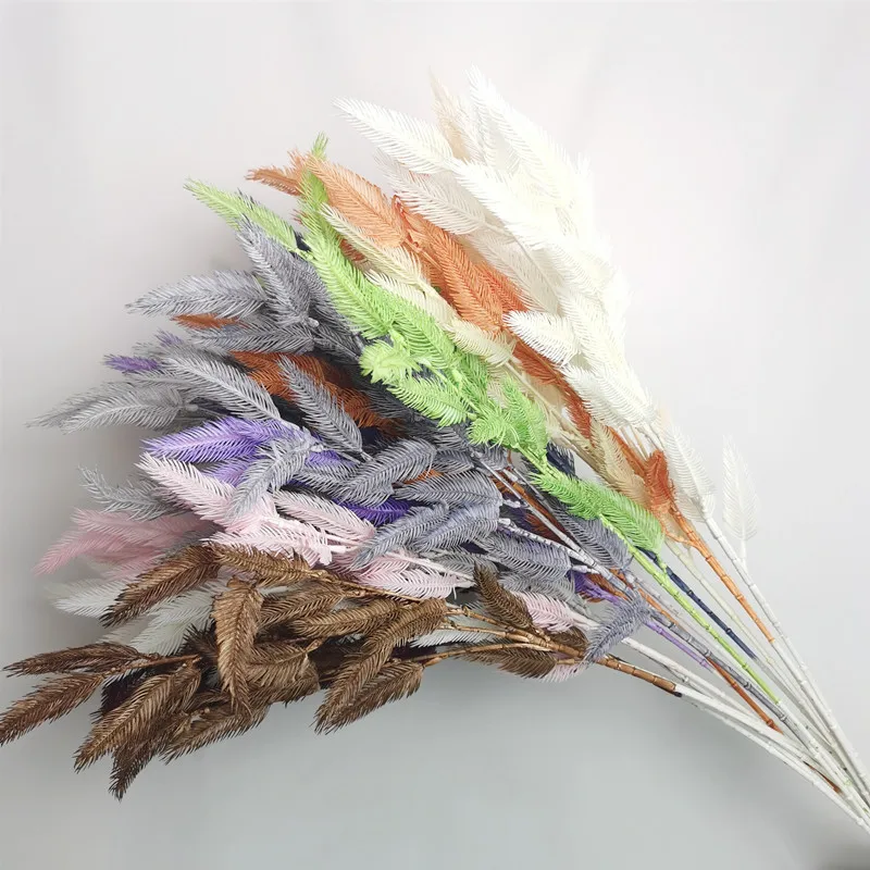 

5pcs/lot Artificial Feather Maple 3 Fork Plastic Fake Flower for Wedding Flower Arrangement Hotel Meichen Home Decorative Plants