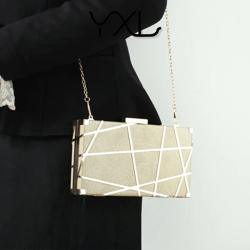 

Women's Designer Clutch Bag Grid Evening Bag Female Luxury Party Wedding Clutch Purse and Handbag Ladies Hollow Out Shoulder Bag