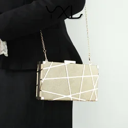 Women's Designer Clutch Bag Grid Evening Bag Female Luxury Party Wedding Clutch Purse and Handbag Ladies Hollow Out Shoulder Bag