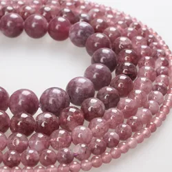 Natural Stone Beads Lepidolite Stone Round Loose Beads 4 6 8 10 12mm Beads For Bracelets Necklace Diy Jewelry Making