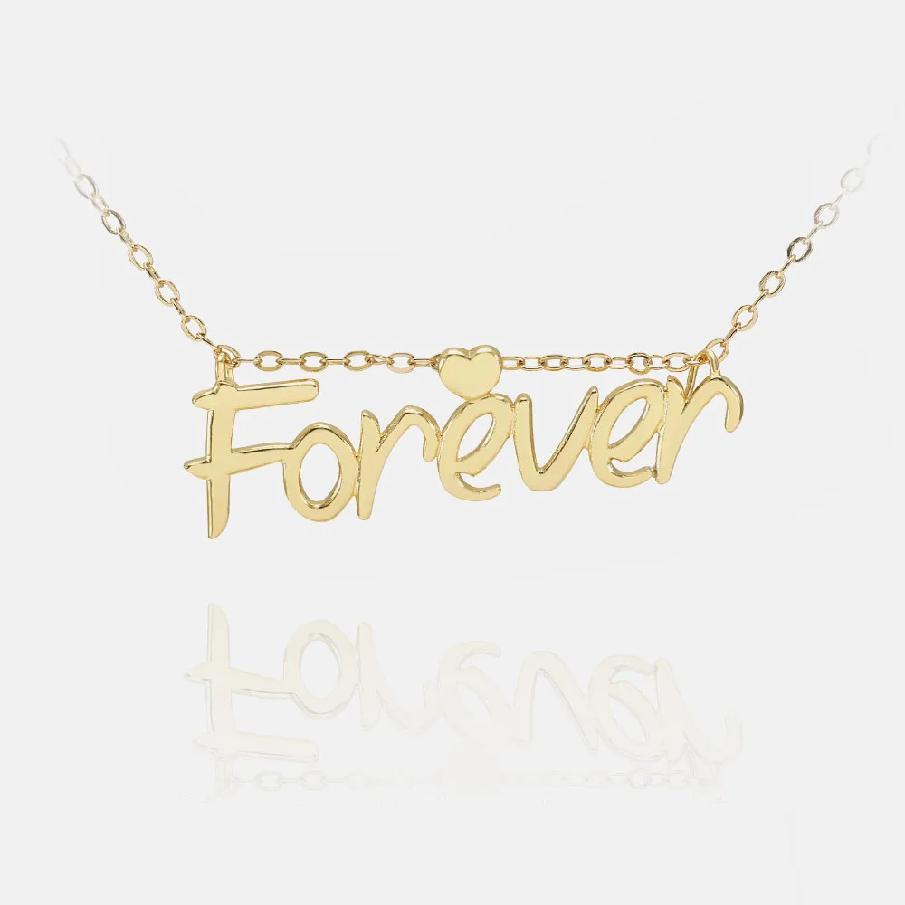 OMYFUN New Forever Pendant Necklace DIY Letters Necklace Fashion Jewelry Set Necklaces for Women O Box Heart Chians Wholesale