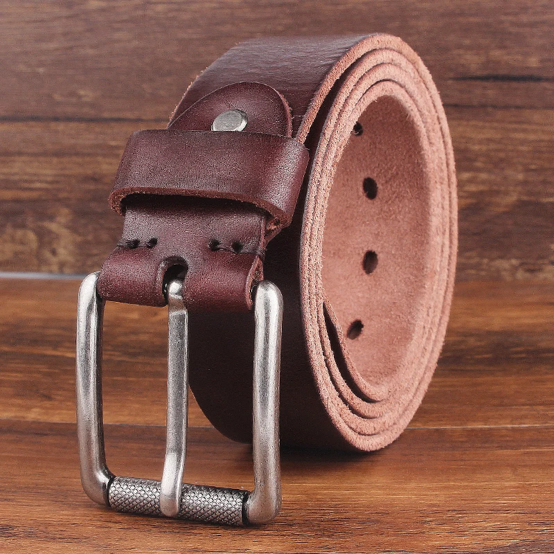 Natural Leather Male Belt Quality Material Sturdy Steel Buckle Original Leather Belt Suitable for Jeans Casual Pants