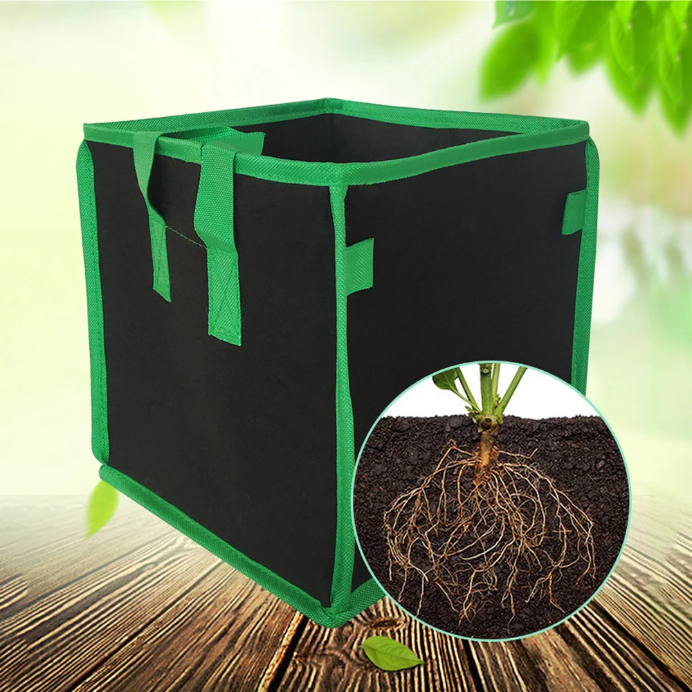 RBCFHl 1PC 4/5/7/10Gallon Fabric Grow Bags Square Planting Bag Breathable Root Pouch Container Plant with Handles Garden